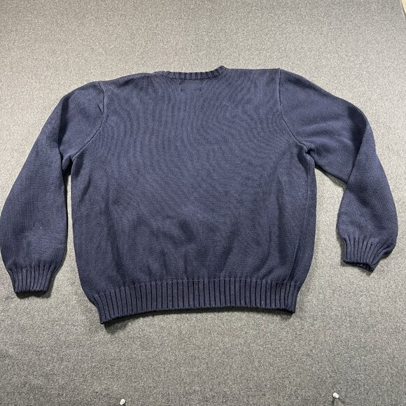 VTG Polo By Ralph Lauren Sweater Mens XL Navy Red Pony Crew Neck 100% Cotton - Picture 9 of 16